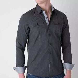 7Diamonds Lightning Crashes Men's Black Long-Sleeve Button-Up Shirt XXL